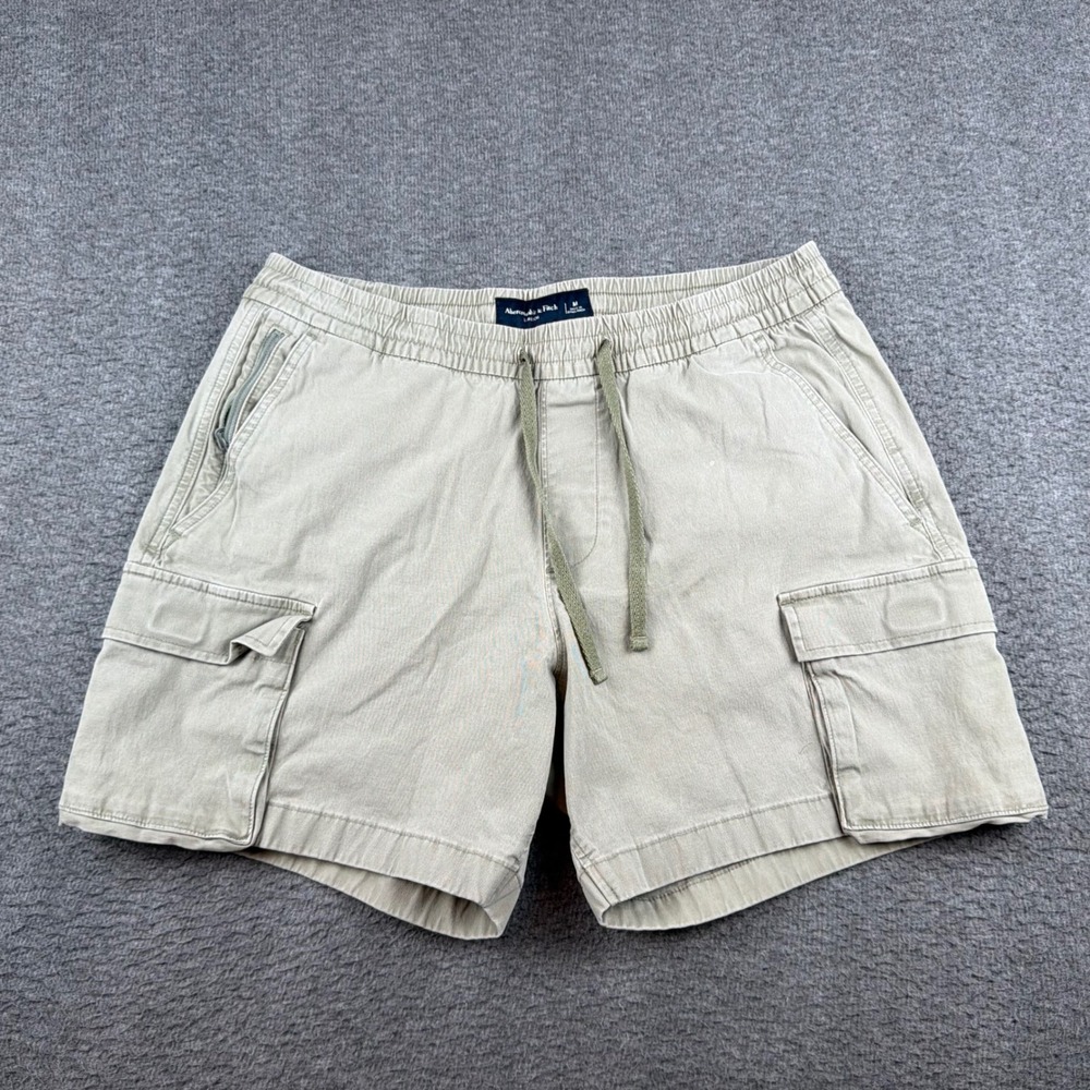 Abercrombie &‎ Fitch Cargo Shorts Men's Medium Khaki Tan Stretch Drawstring 6in